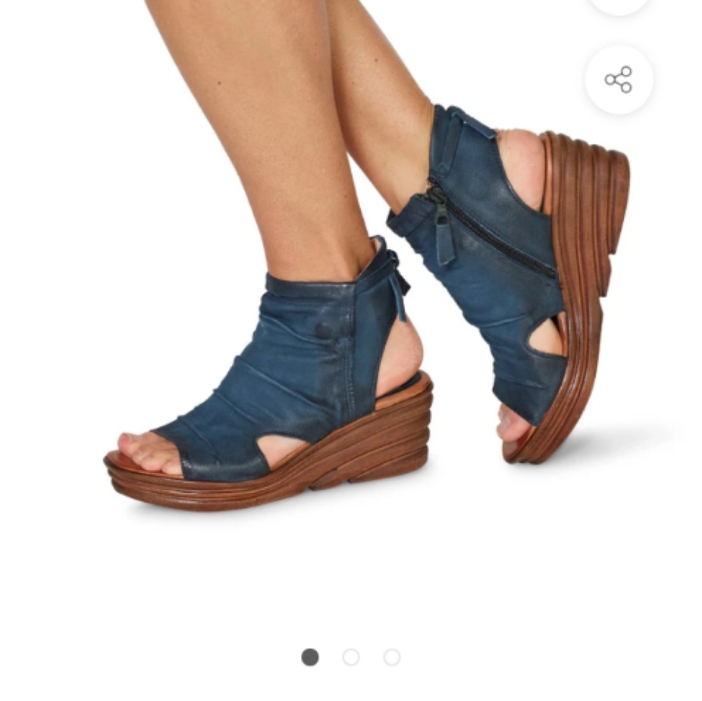 ISO Miz Mooz Blue & White ANNA Wedge Sandals